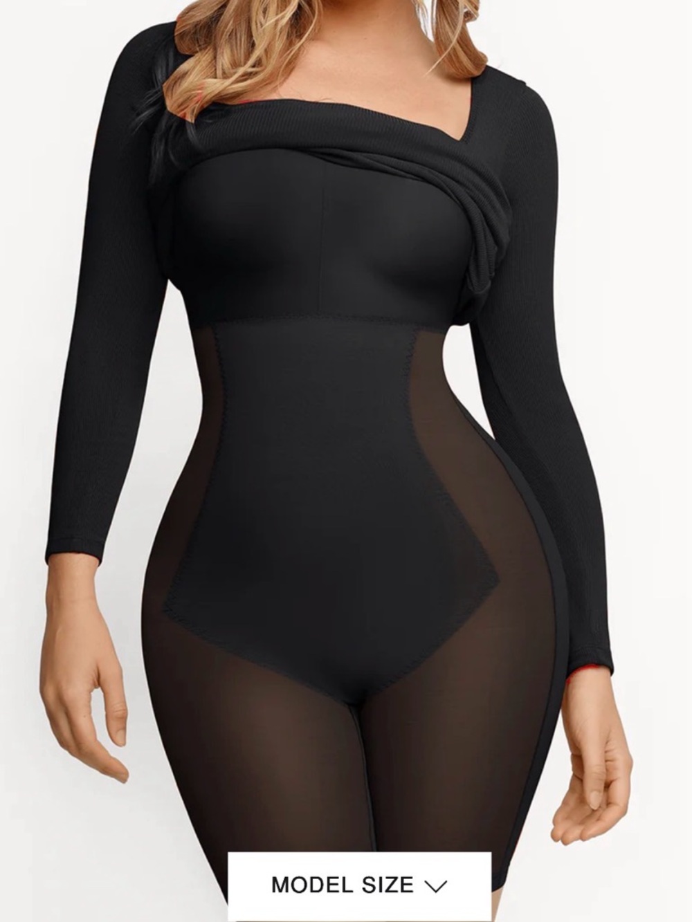 NWT 3XL Popilush Shapewear Square Neck Long Sleeve Slimming Modal Maxi Dress - Picture 2 of 5